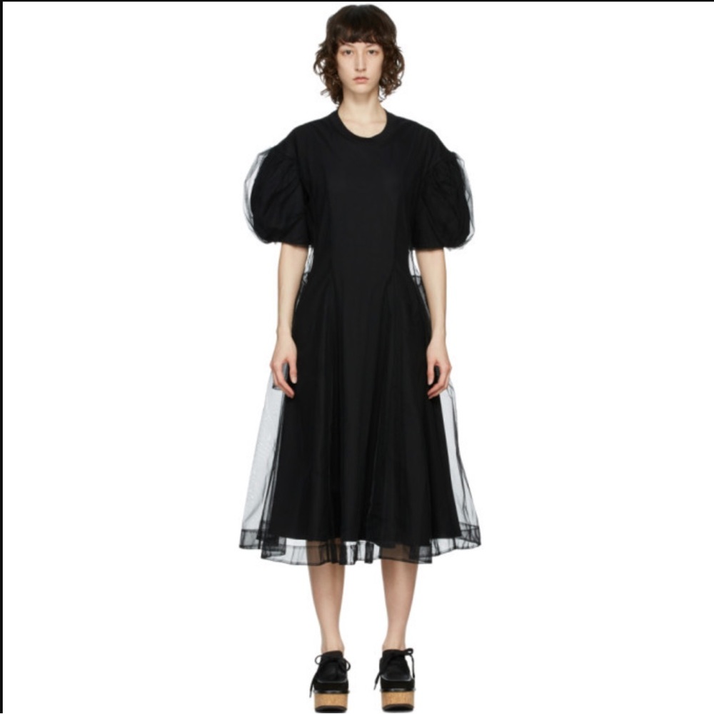 Simone Rocha Short Sleeve Dress with Tulle Overlay